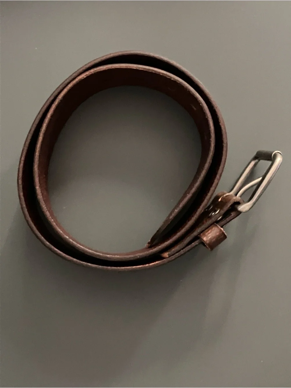 Bed Stu Dark Brown Leather Belt with Silver Buckle